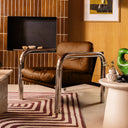 Rudolph Accent Chair | Tan Leather & Chrome