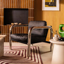 Rudolph Accent Chair | Black Leather & Chrome