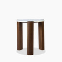 Emil Round Side Table | White Marble & Walnut