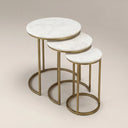 Madison Set Of 3 Round Nesting Side Tables | White Marble & Brass