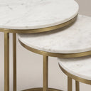 Madison Set Of 3 Round Nesting Side Tables | White Marble & Brass