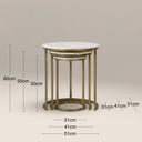 Madison Set Of 3 Round Nesting Side Tables | White Marble & Brass