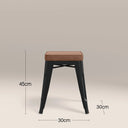 Tolix Style Stackable Low Stool | Tan Faux Leather & Black