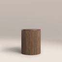 Brey Round Wooden Storage Side Table | Walnut