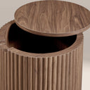 Brey Round Wooden Storage Side Table | Walnut
