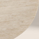 Oxborough Round Side Table | Natural Travertine Effect Stone & Walnut
