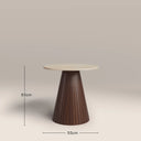 Oxborough Round Side Table | Natural Travertine Effect Stone & Walnut
