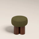Rey Pouffe | Moss Green Sustainable Mohair Velvet & Walnut