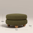 Hazel Footstool | Moss Green Sustainable Mohair Velvet & Natural