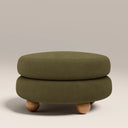 Hazel Footstool | Moss Green Sustainable Mohair Velvet & Natural