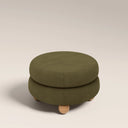 Hazel Footstool | Moss Green Sustainable Mohair Velvet & Natural