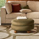 Hazel Footstool | Moss Green Sustainable Mohair Velvet & Natural