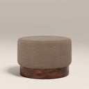 Marie Footstool | Truffle Brown Sustainable Mohair Velvet & Walnut Burl Wood