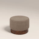 Marie Footstool | Truffle Brown Sustainable Mohair Velvet & Walnut Burl Wood