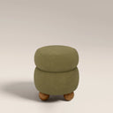 Hazel Pouffe | Moss Green Sustainable Mohair Velvet & Walnut