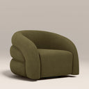 Chaplin Swivel Accent Chair | Moss Green Sustainable Mohair Velvet & Walnut