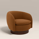 Viva Swivel Armchair | Caramel Brown Sustainable Mohair Velvet & Walnut