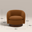 Viva Swivel Armchair | Caramel Brown Sustainable Mohair Velvet & Walnut
