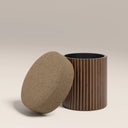Alexis Storage Pouffe | Speckled Cappuccino Boucle & Walnut