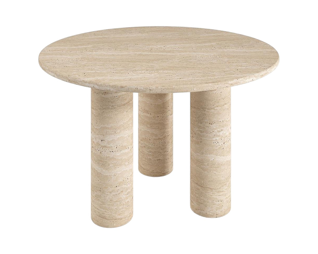 DARIAN HAND CRAFTED ORGANIC ROUND ITALIAN TRAVERTINE DINING TABLE