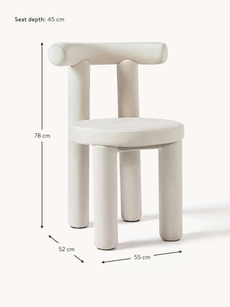 Chaise rembourrée en velours Calan