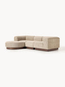 Canapé modulable 3 places en peluche-bouclette avec pouf Natalie