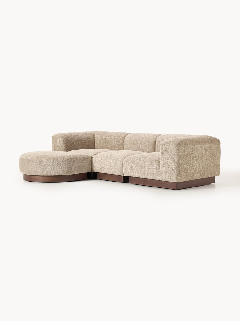 Canapé modulable 3 places en peluche-bouclette avec pouf Natalie