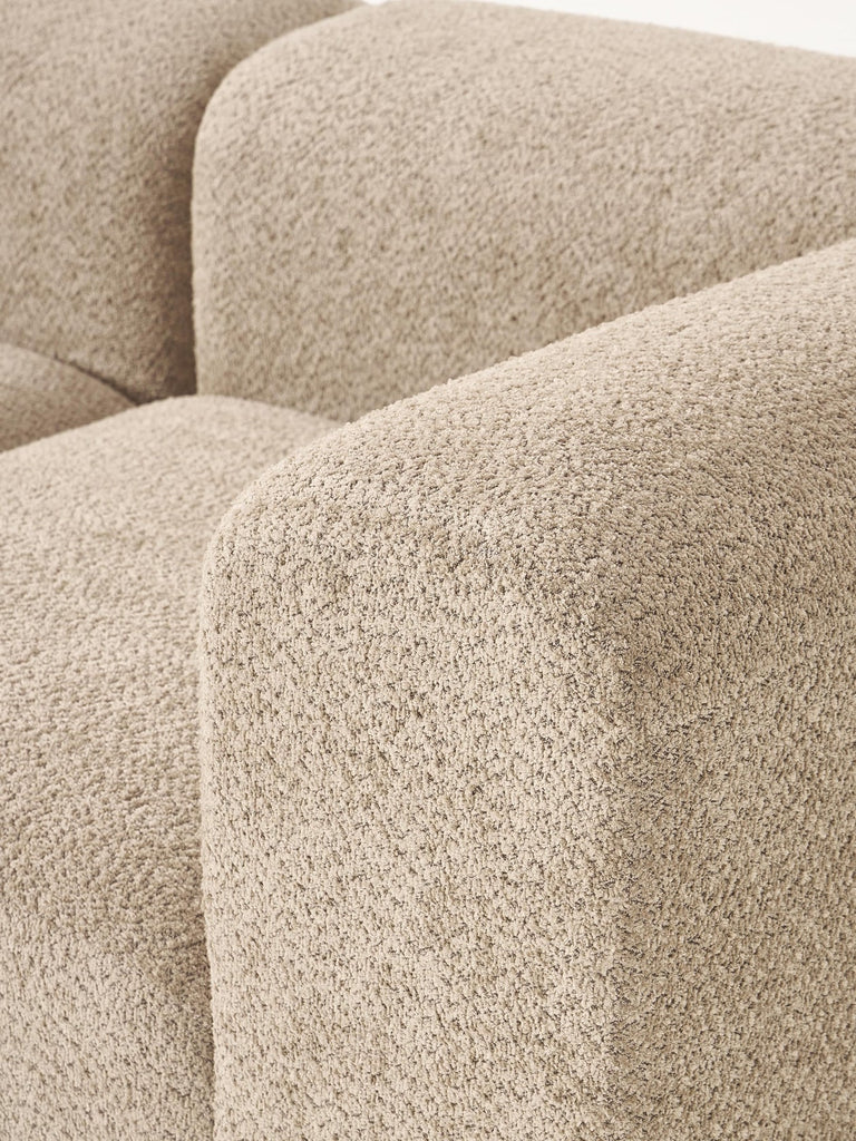 Canapé modulable 3 places en peluche-bouclette avec pouf Natalie
