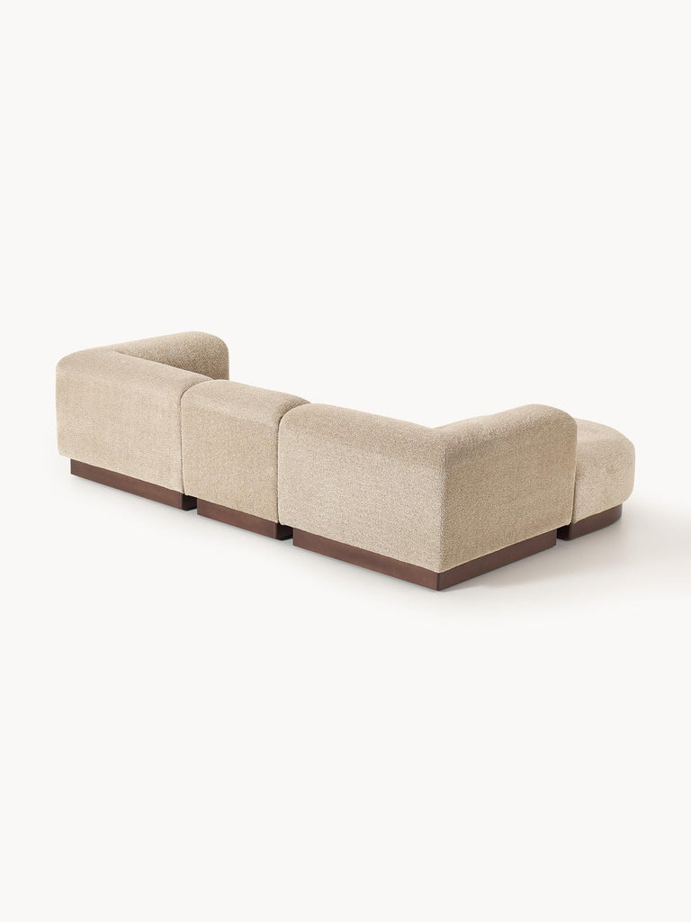 Canapé modulable 3 places en peluche-bouclette avec pouf Natalie