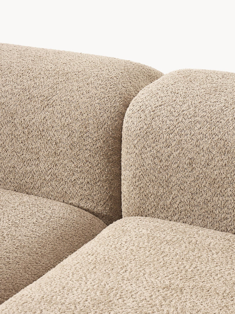 Canapé modulable 3 places en peluche-bouclette avec pouf Natalie