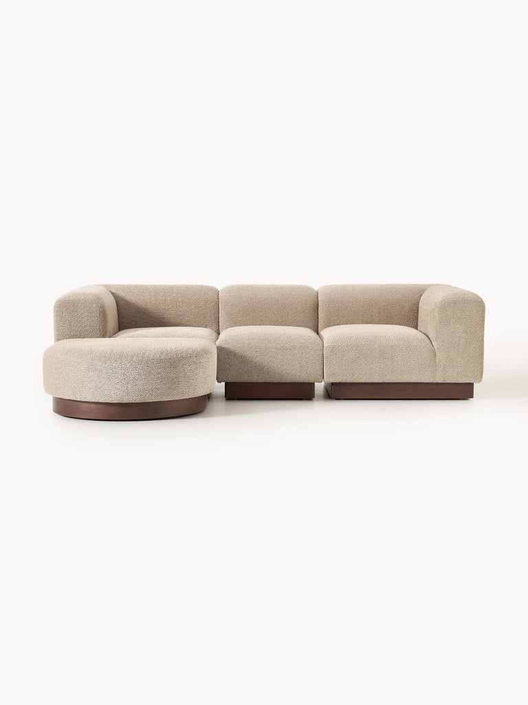 Canapé modulable 3 places en peluche-bouclette avec pouf Natalie