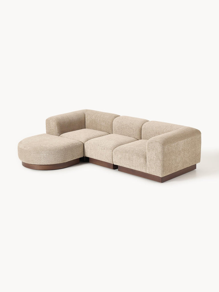 Canapé modulable 3 places en peluche-bouclette avec pouf Natalie
