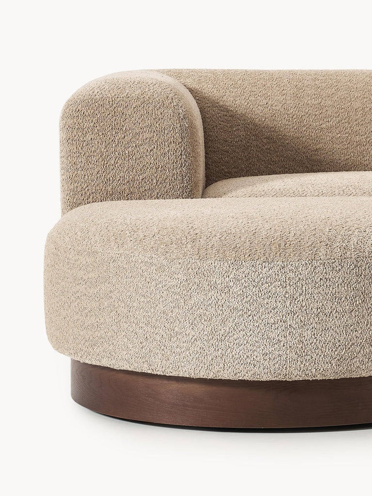 Canapé modulable 3 places en peluche-bouclette avec pouf Natalie