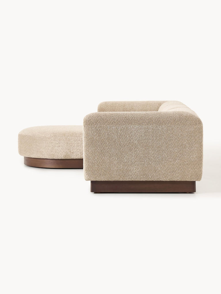 Canapé modulable 3 places en peluche-bouclette avec pouf Natalie