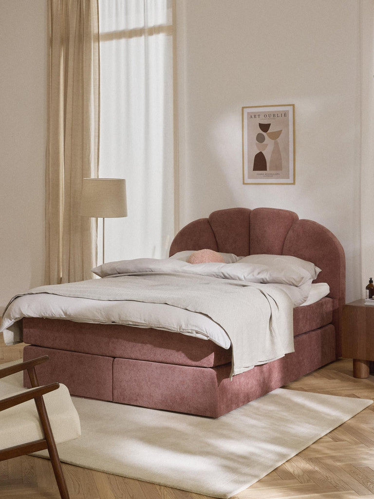 Lit à sommier tapissier avec espace de rangement Romia