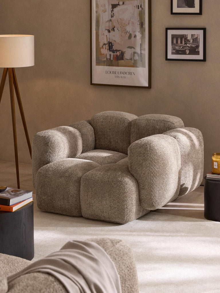 Fauteuil lounge en peluche-bouclette Tayla