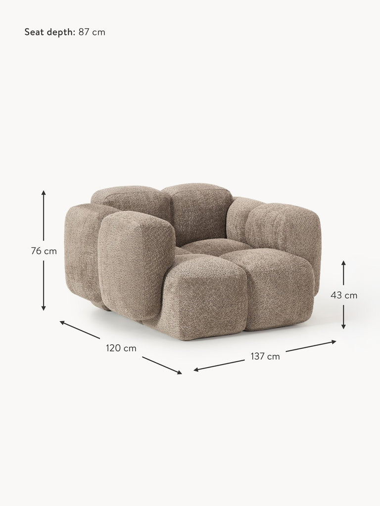 Fauteuil lounge en peluche-bouclette Tayla