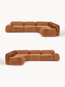 Canapé d'angle modulable 4 places en peluche-bouclette Wolke
