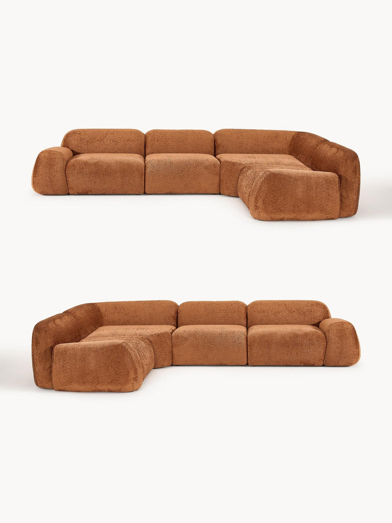 Canapé d'angle modulable 4 places en peluche-bouclette Wolke