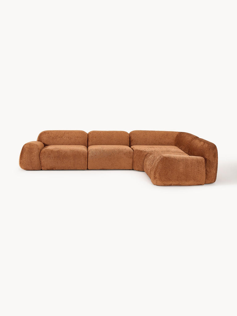 Canapé d'angle modulable 4 places en peluche-bouclette Wolke