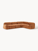 Canapé d'angle modulable 4 places en peluche-bouclette Wolke