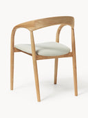 Chaise à accoudoirs en frêne avec assise rembourrée Camille