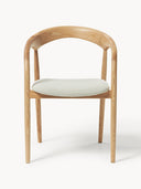 Chaise à accoudoirs en frêne avec assise rembourrée Camille