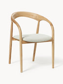 Chaise à accoudoirs en frêne avec assise rembourrée Camille