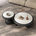 Duo Table Basse — Bois & Travertin