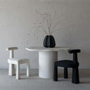 Faith T Shape Wood White Boucle Dining Chair