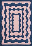 GROOVY - Tapis vintage style année 70 bleu - GRO382BLE