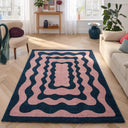 GROOVY - Tapis vintage style année 70 bleu - GRO382BLE
