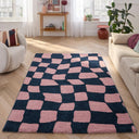 GROOVY - Tapis vintage année 70 bleu - GRO383BLE