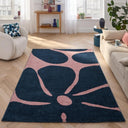 GROOVY - Tapis salon vintage année 70 bleu - GRO385BLE